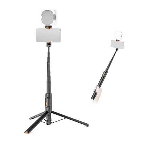 Neewer PA992 Selfie Stick 10cm Schwarz Bluetooth, inkl. Smartphonehalter, Integriertes Stativ