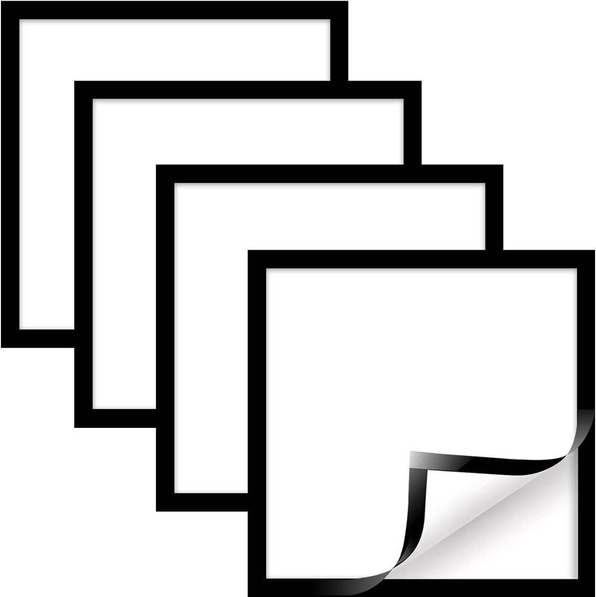 4 Stuks Zelfklevende Magnetische Fotolijsten Zwart, 30x30 cm