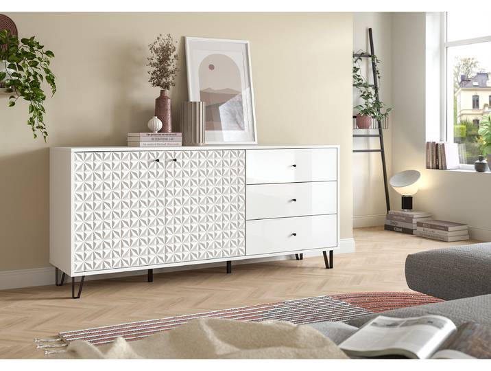 Sideboard Prisma 169 x 76 x 40cm Weiß/Hochglanz Weiß