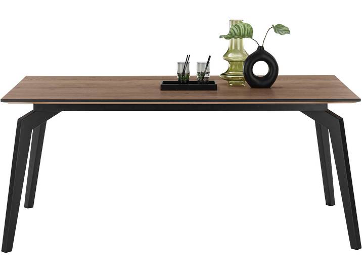 Esstisch Kent , braun (schwarz, tabak), B:180cm H:76cm T:90cm, SET ONE BY MUSTERRING, Tische, Esstisch, Tischplatte Halifax tabak, schweizer Kante, 4-Fuß-Gestell in schwarz