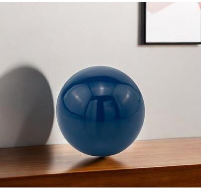 "HomeRoots 4"" Blue Aluminum Decorative Orb Tabletop Sculpture"
