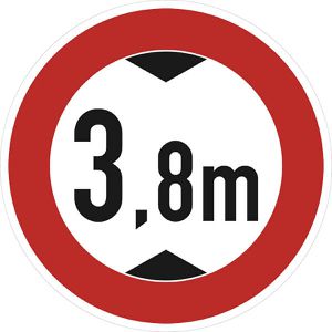 SafetyMarking Verkehrsschild StVO zugelassen, 42 cm, VZ 265-3,8, RA1/C, Tatsächliche Höhe 3,8 m