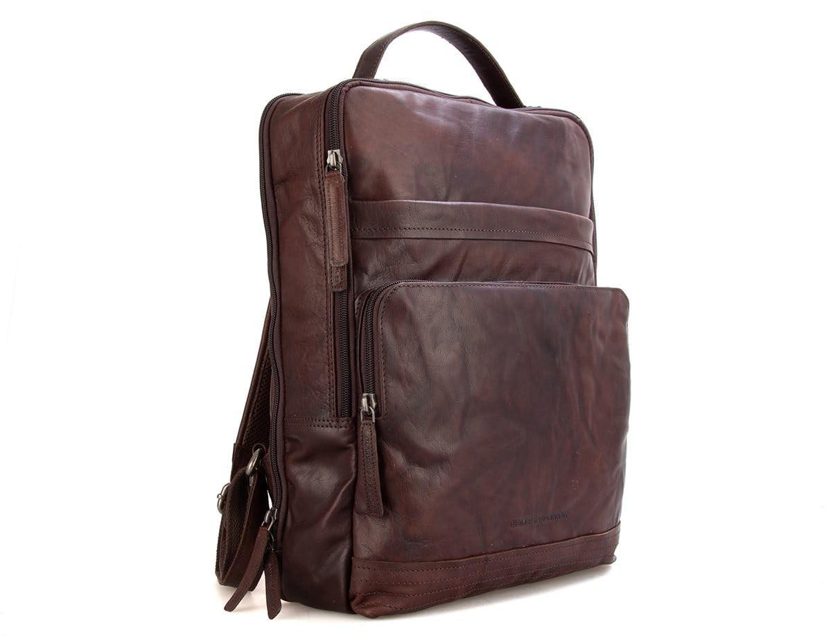 Dunkelbrauner Leder-Rucksack mit Gepolsterten Riemen