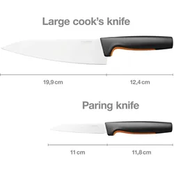 Fiskars Chef's knife set Functional Form FF 2 pcs., Küchenmesser, Orange, Silber, Schwarz