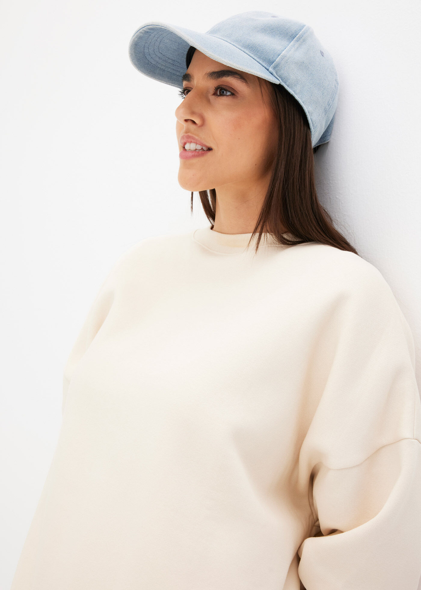 Baseball Cap BONPRIX, Damen, blau (hellblau denim), Denim/Jeans, Baumwolle, Abriebeffekte, unifarben, Caps Baseball Cap, im coolen Leoprint hellblau denim Einheitsgröße