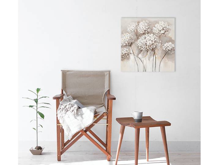 Leinwandbild Weiße Hortensien Typ B Mischgewebe Multicolor 70 x 70 x 3cm