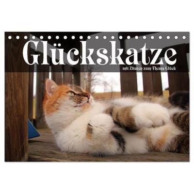 Glückskatze - Mit Zitaten zum Thema Glück (Tischkalender 2026 DIN A5 quer), CALVENDO Monatskalender