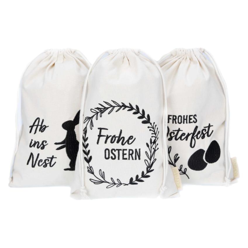 Papierdrachen Ostern Leinensäckchen - 3er - Hasen - Set 6 (3x) (B060-025-010)