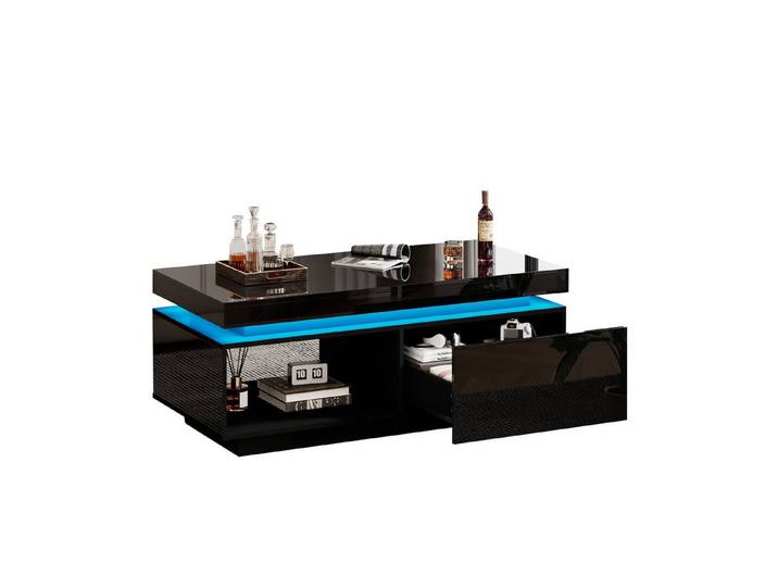 Thanaddo Couchtisch Moderner Hochglanz Couchtisch, eleganter Tisch mit Schubladen