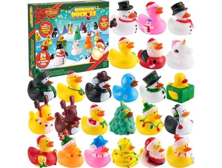 JOYIN Calendrier de l'avent 2026 compte à rebours de Noël de 24 jours avec 24 canards en caoutchouc pour garçons, filles, enfants et tout-petits, Cadeaux de fête de Noël