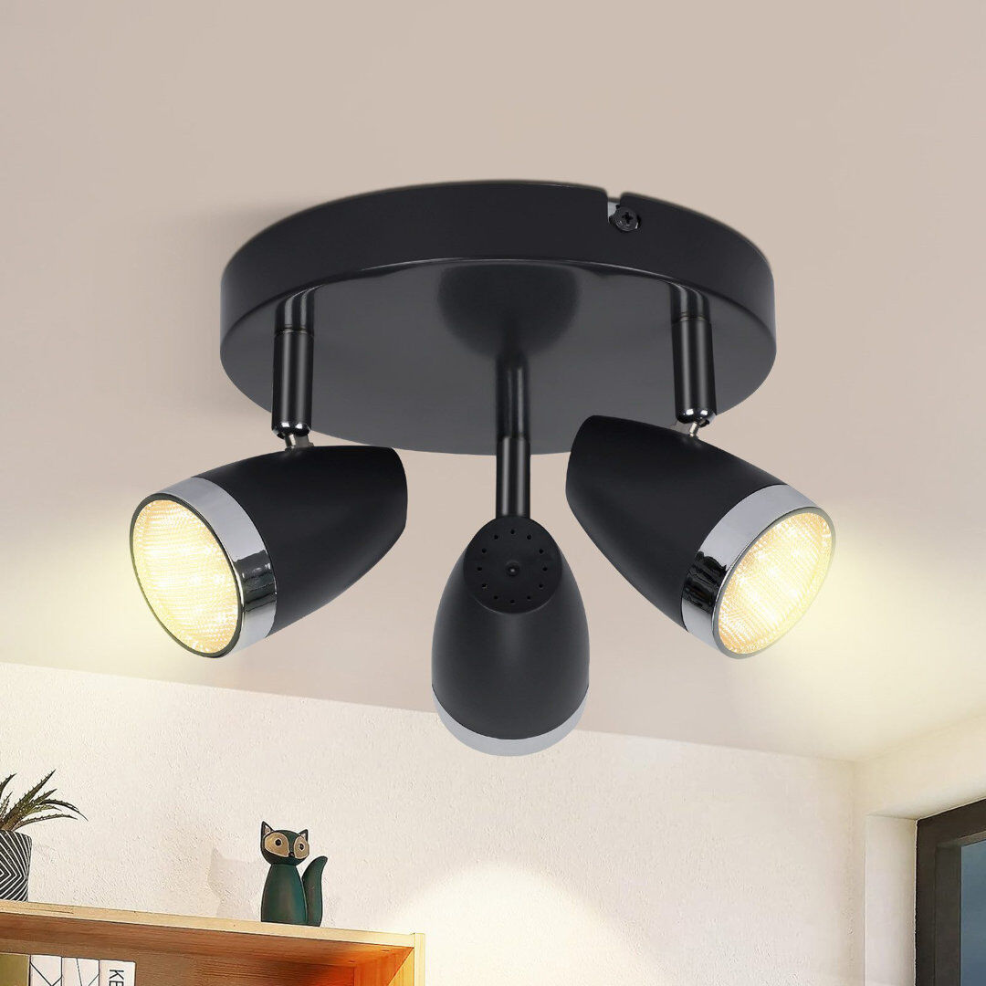 Metro LED ceiling spotlight 3 flame modern 4W warm white 3000K Black 19cm H X 60cm W X 15.5cm D
