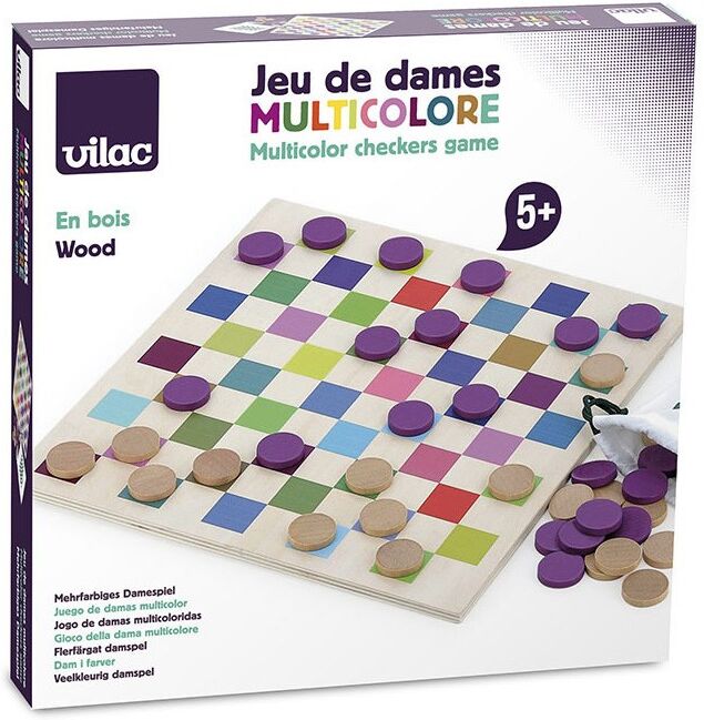 Jeu de Dames multicolore en bois - Vilac