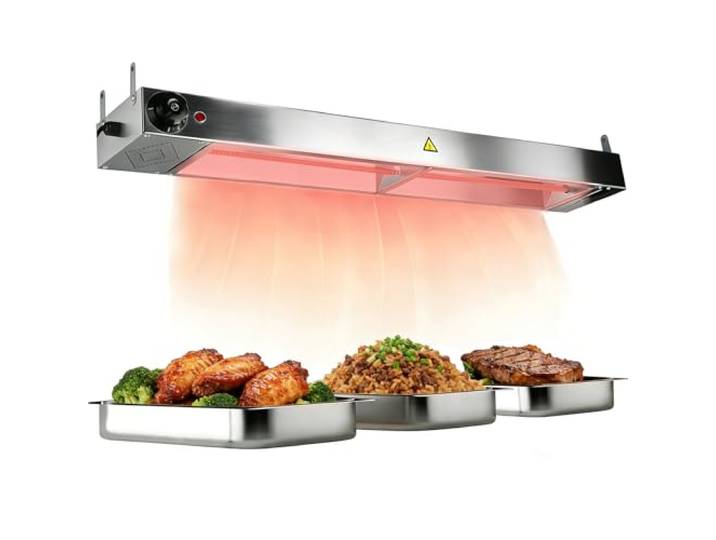 Wärmelampe Küche Gastro, Hängend Wärmelampe Gastronomie für Speisen Edelstahl Speisenwärmer Lampe, Lebensmittel Wärmelampe für Buffet und Hotels, 30-85℃ Einstellbare Temperatur