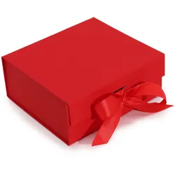 Flat Pack Gift Box - Medium Square (20x18.2x8cm) - Red