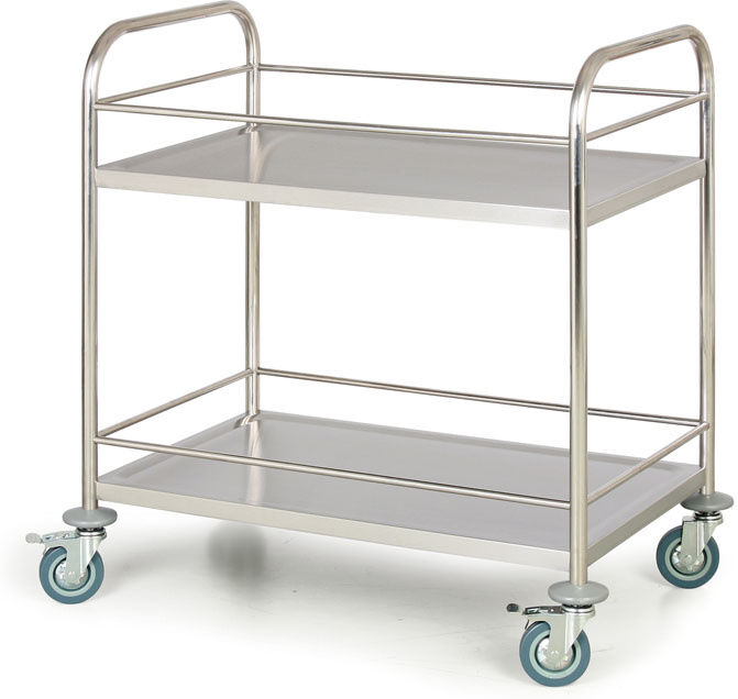 B2B Partner Edelstahl-Etagenwagen, 2 Etagen mit Umrandungen, 710 x 410 mm