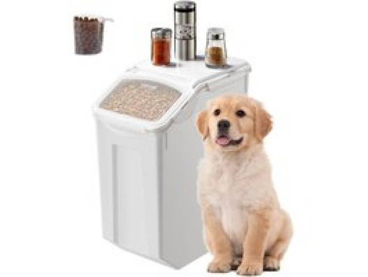 VEVOR Conteneur de Stockage de Riz 20 L, Boîte de Conservation Alimentaire Hermétique, Bac à Céréales avec Roulettes et Tasse à Mesurer, Rangement pour Nourritures d’Animaux de Compagnie Ingrédients