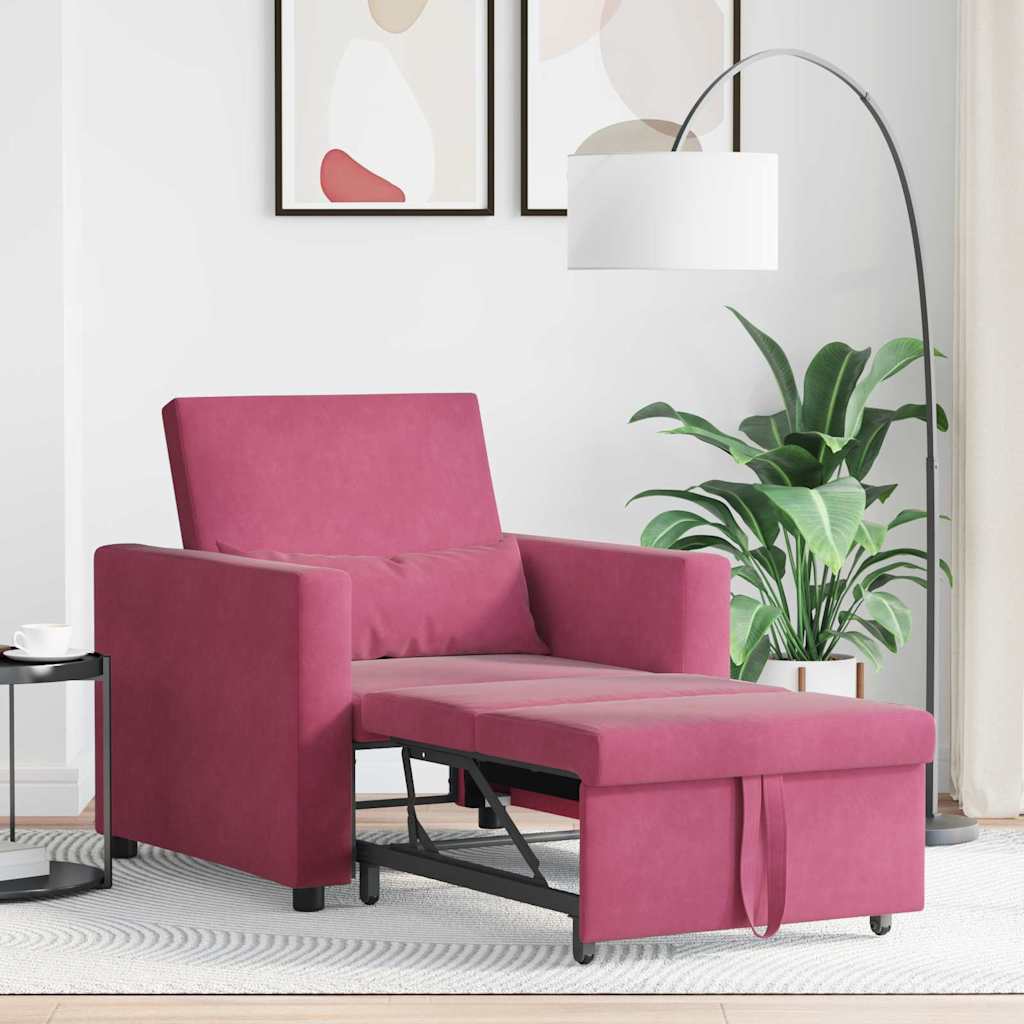 vidaXL Pull out Sofa Bed Single avec des roues Bordeaux Velours