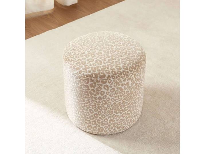 Pouf AWA tissu imprimé léopard beige