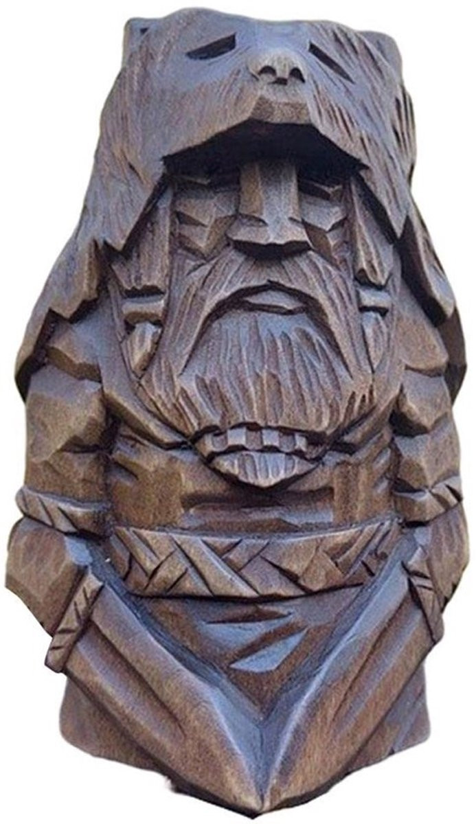 Odin Wikinger Standbeeld met Dubbel Zwaard - Uffrah Delnar - Kunstharz Viking Sculptuur voor Tuindecoratie en Tafeldecoratie