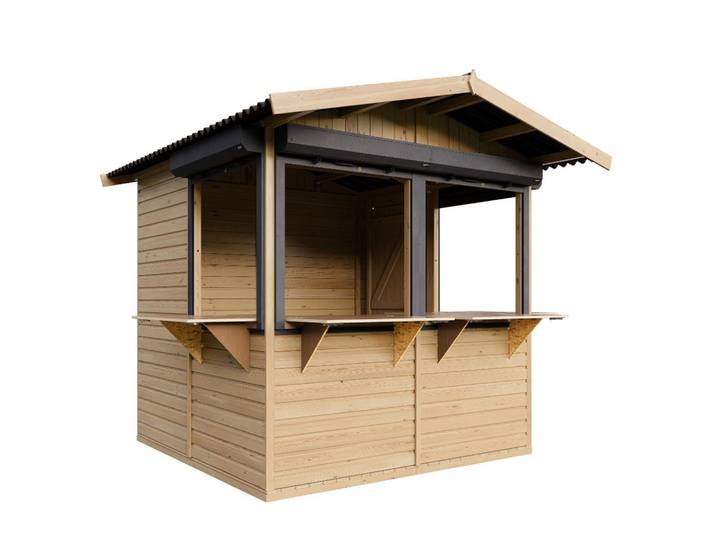 VERKAUFSSTAND aus Holz mit Rollläden 4 m², zerlegbarer Marktstand mit 4 abschließbaren Rollläden für Märkte und Events