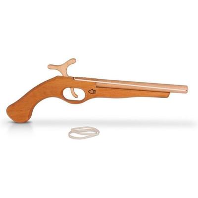 BestSaller 1233 - Kinder-Piraten-Pistole, 35cm, Erlenholz geölt (schießt Gummis), Holz-Pistole