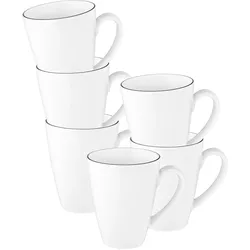 KAFFEEBECHER TAMBEL Lido Black Line weiß 350 ml 6er Set