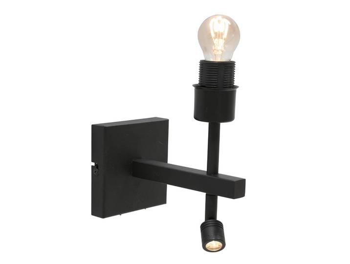 Steinhauer Wandleuchte Stang, schwarz, für Wohn- / Esszimmer, Metall, Leselampe