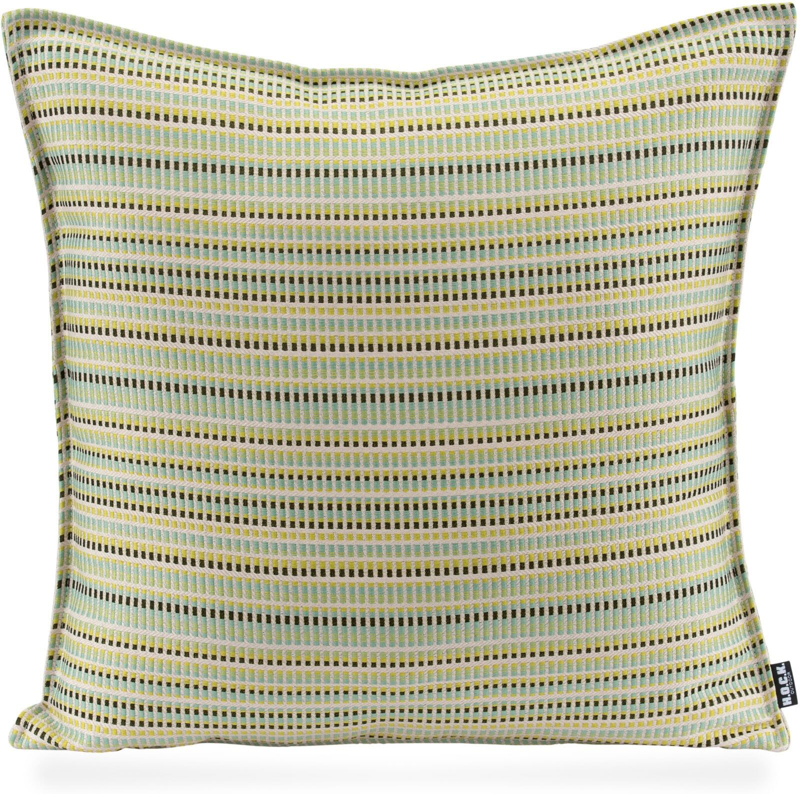 Dekokissen H.O.C.K. "Jordi", grün (grün, gestreift), B:50cm H:10cm L:50cm, Polyester, Dekokissen_Sitzkissen_Kissenhüllen, Dekokissen grün, gestreift B/L: 50cm x 50cm, 1 Stk.