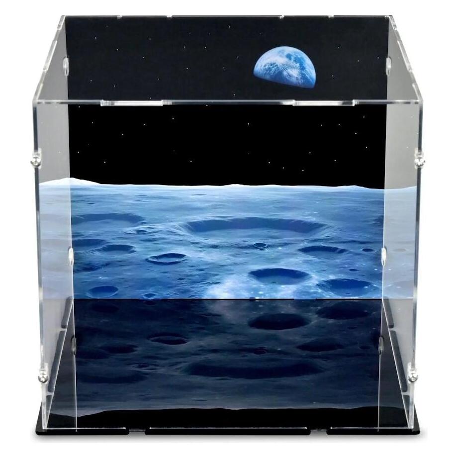 iDisplayit Acryl-Display für LEGO 10266 NASA Apollo 11 Mondlandefähre (Mit Hintergrundbild) (EC262624N-BLK-DP01)