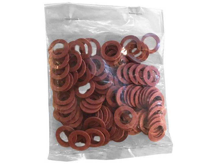 Riko Zakje a 100 Stuks Fiber Pakkingsringen - Rood - 1/2 - 18x11x2