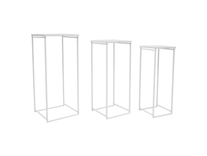 Lot de 3 supports métalliques blancs pour fleurs, colonnes de mariage, supports rectangulaires géométriques pour pots de fleurs, pour décorer les événements