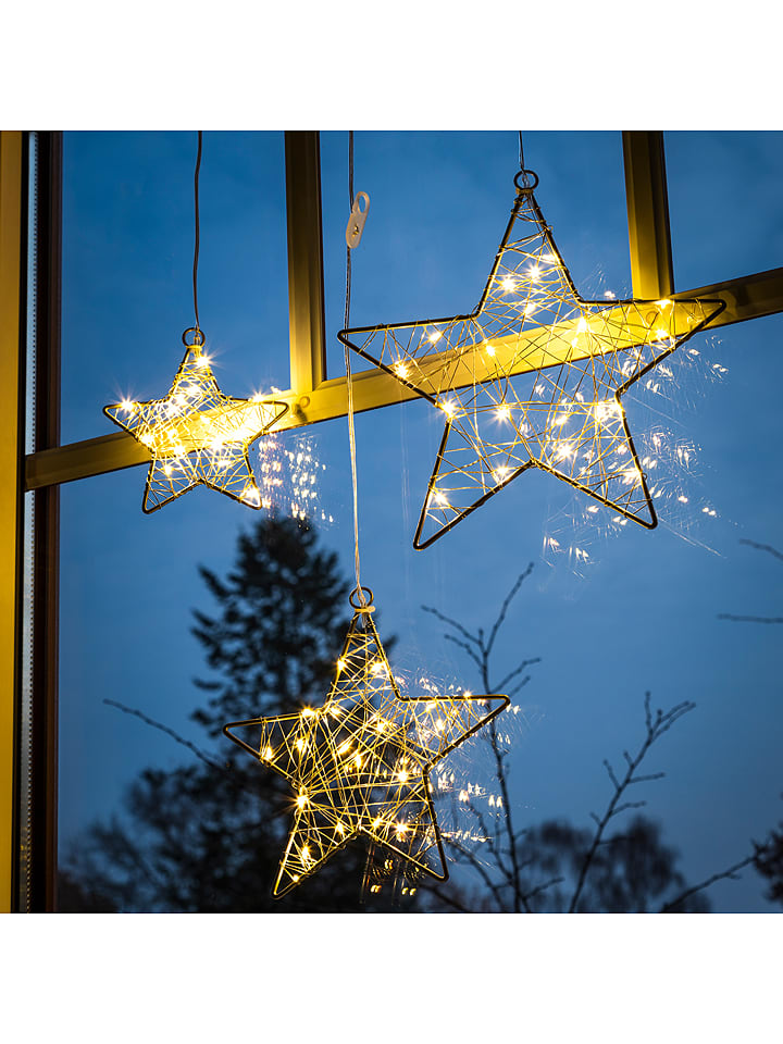Hollybell 3er-Set: LED-Dekoleuchten "Star" in Warmweiß - onesize