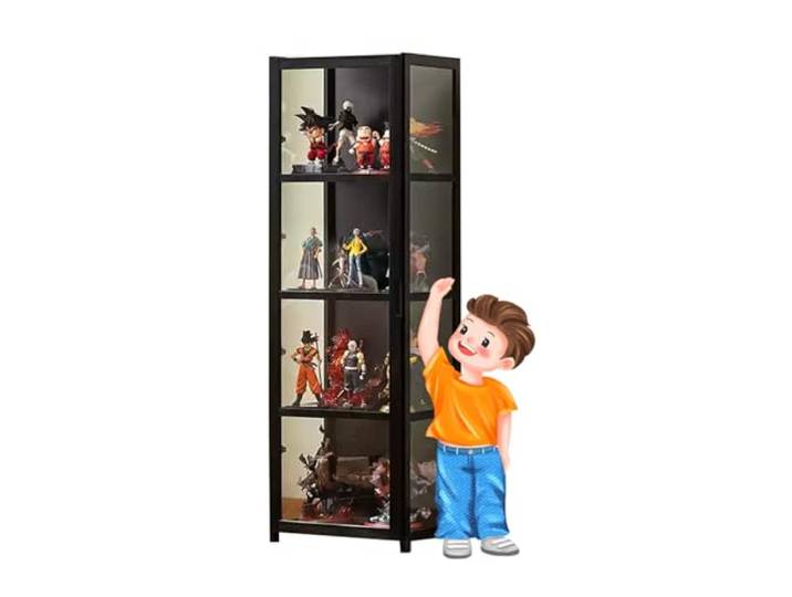 uofgcru Glasvitrine Vitrine für Sammlerstücke, Holzvitrine, Acryl-Vitrine, Acryl-Sammlungsvitrine, multifunktionale staubdichte Acryl-Vitrine, durchsichtige Vitrine für Wohnzimmer und Büro Black
