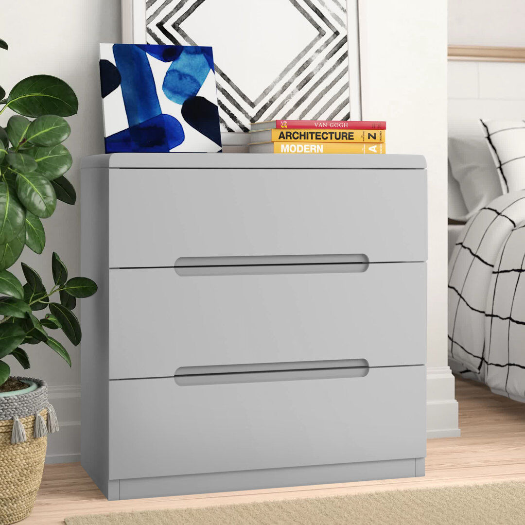 Zipcode Design Meldrum 80 cm W Chest of 3 Drawers Grey 80cm H X 80cm W X 40cm D