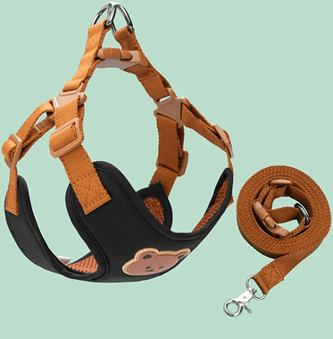 Inspire Essentials PawEase Breathable Dog Harness And Leash Set s black