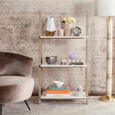 "SAFAVIEH Hartley 27.5-Inch Wood Bookshelf, Light Grey, Scandinavian - 28"" W x 15"" D x 52"" H"