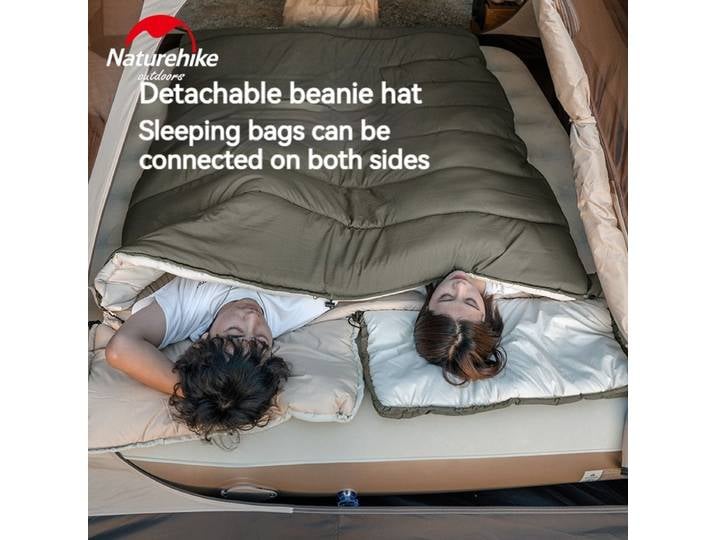 Naturerandonnée enveloppe coton sac de couchage Portable Camping en plein air adulte sac de couchage épissable à capuche coton sac de couchage pour 2 ℃