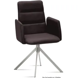 ARMLEHNSTUHL (4er-Set) Dorlen 52x92x60 Edelstahl/Espresso