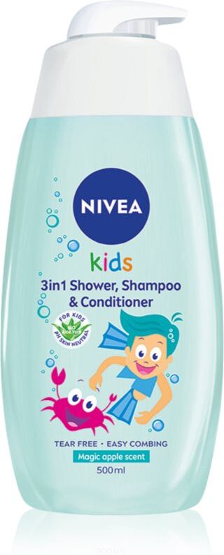 NIVEA Kids Magic Apple delicate shower gel and shampoo for children 3-in-1 500 ml