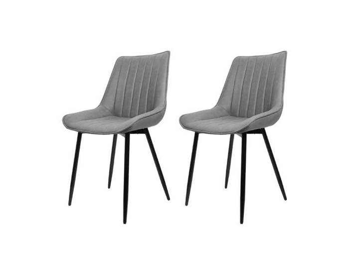 OHMG CHAISE- Lot de deux chaises de salle à manger en tissu techno à rayures verticales gris clair.
