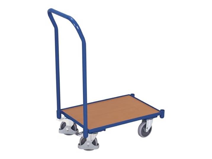 Euro System Roller mit Boden und Schiebebügel RAL5010 Enzianblau Rollwagen