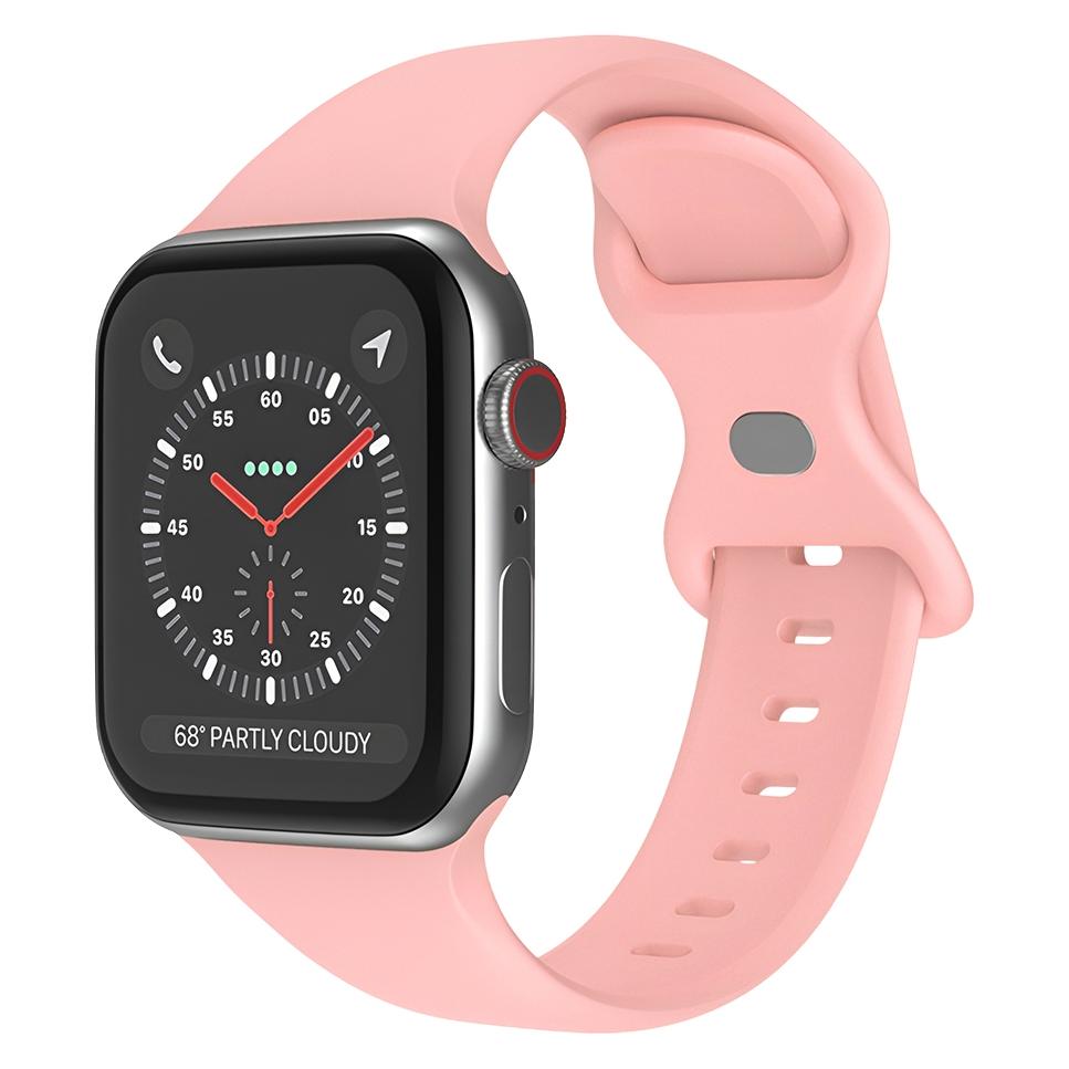 Techsuit - Watchband (W031) - Apple Watch 1/2/3/4/5/6/7/8/9/10/SE/SE 2 (38/40/41/42mm) - Pink (Silicone) (57647603)