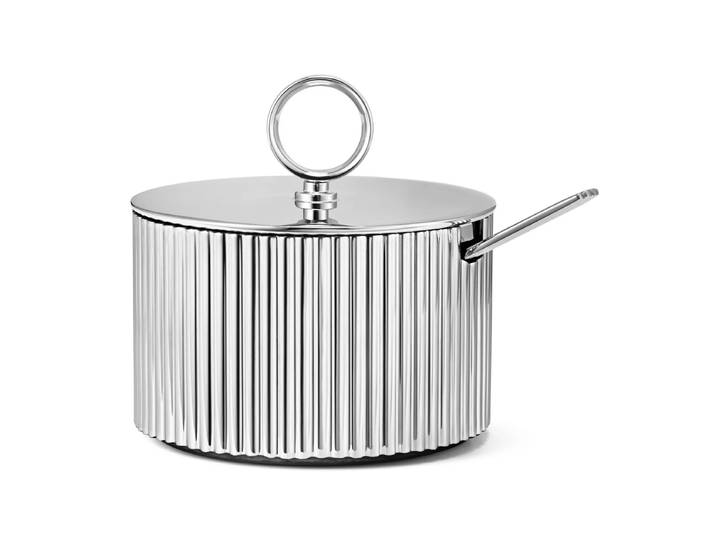Georg Jensen - Bernadotte Zuckerdose inkl. Löffel, Edelstahl poliert