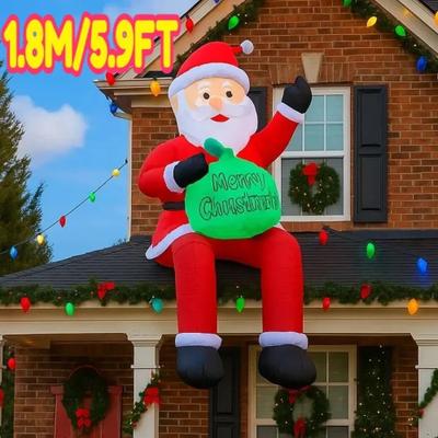 Uplift Treasures 5.9FT LED Inflatable Santa Claus Roof Christmas Decoration white uk Plug