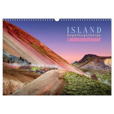 Island, Landmannalaugar: Regenbogenberge (Wandkalender 2027 DIN A3 quer), CALVENDO Monatskalender