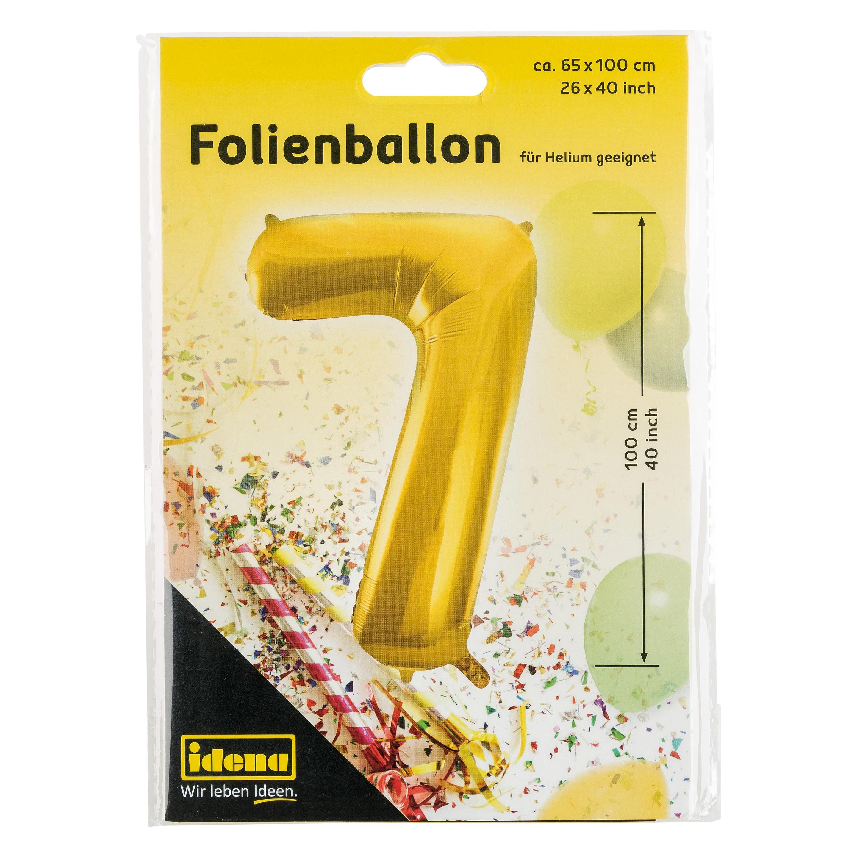 Idena Folienballon Zahl 7 65x100cm gold (1x) (22658356)