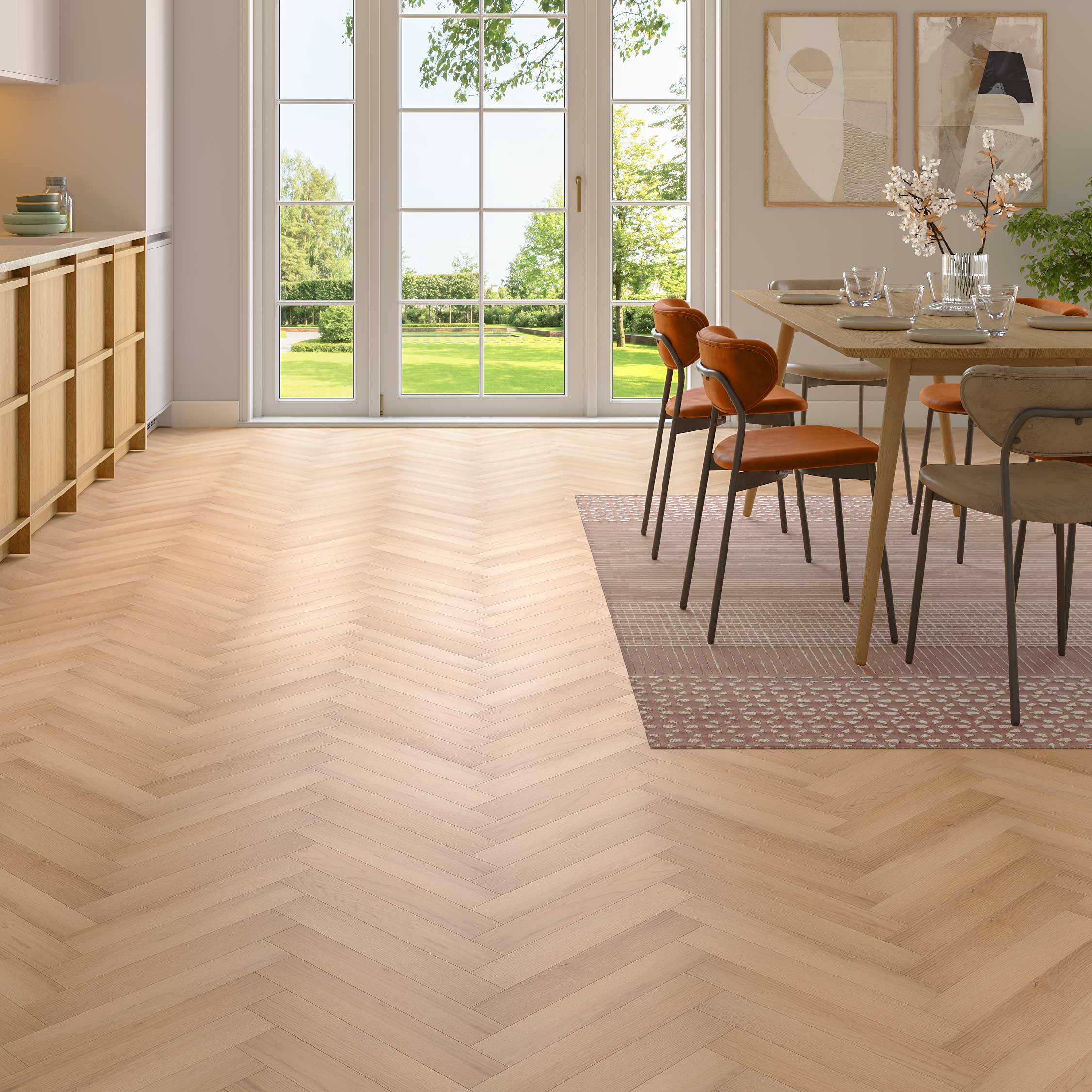 Luxury Flooring Natural 2.5mm Wood Effect Glue Down LVT Luxury Vinyl Flooring