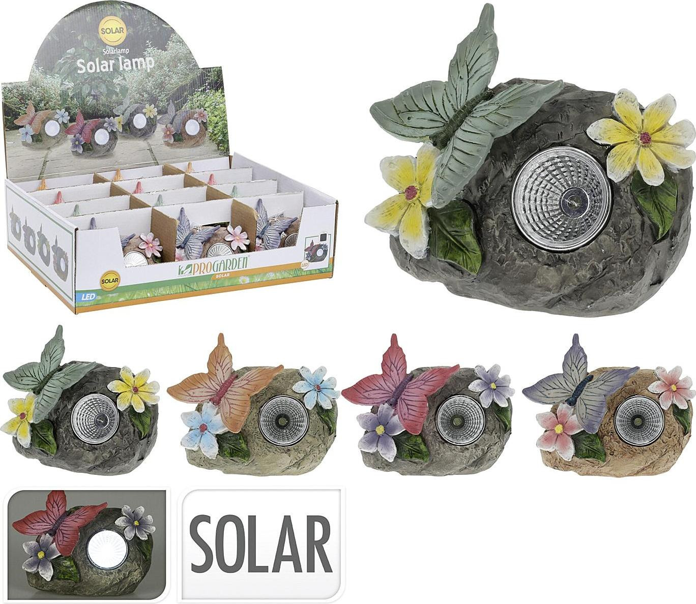 Ek Bielefeld Kinderland Solar LED Tuinverlichting Schmetterling - 12 stuks gesorteerd in groen, bruin, rood en grijs