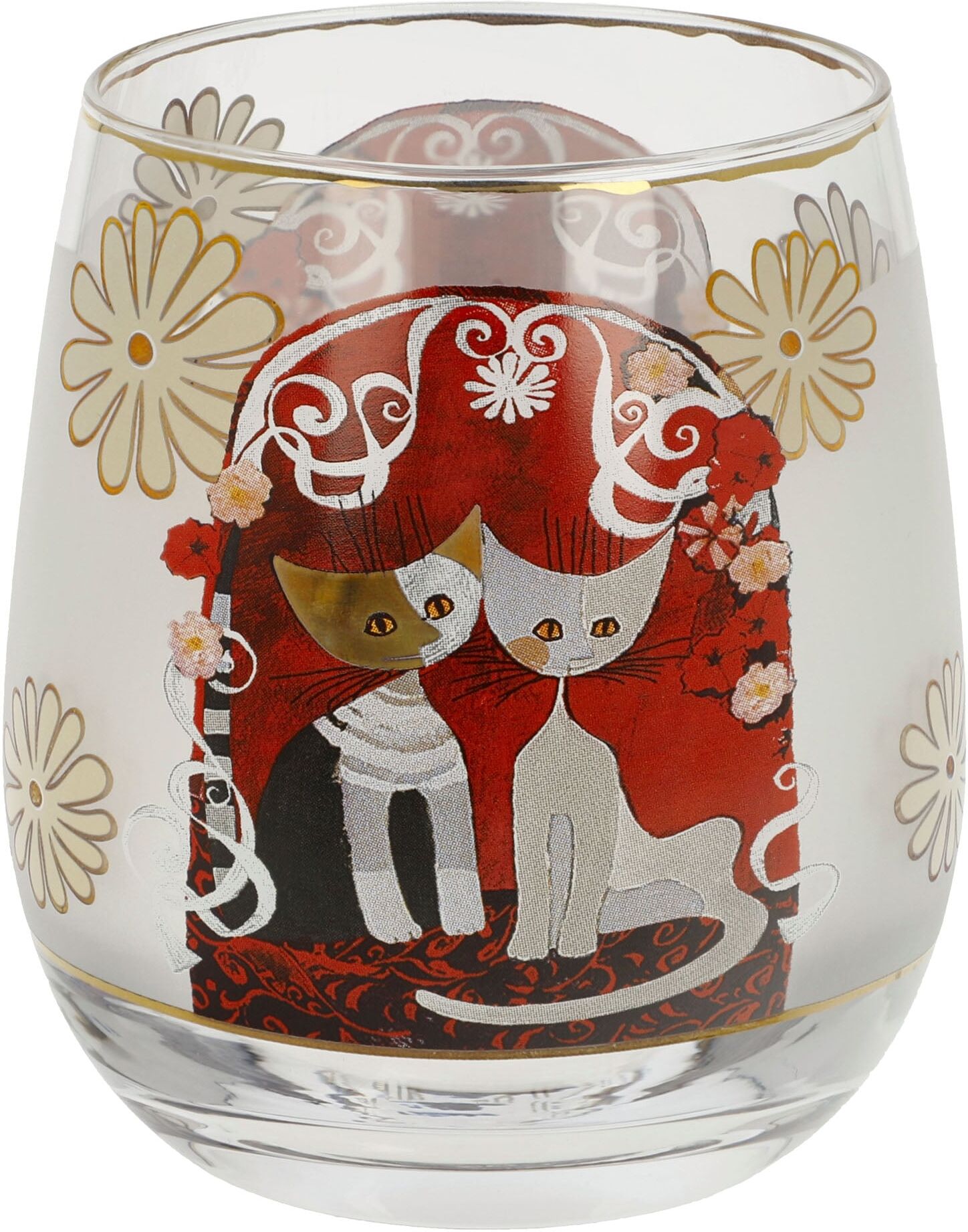 Windlicht GOEBEL "Windlicht R. Wachtmeister -Templi dell' amore", rot (bunt), B:8,5cm H:9,5cm T:8,5cm, Glas, Kerzenhalter, Windlicht bunt B/H/T: 8,5cm x 9,5cm x 8,5cm
