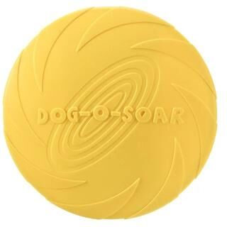 Uplift Essentials Silicone Aero Disc Chew Resistant Flying Saucer Toy For Puppy Training & Interactive Play yellow 7 In